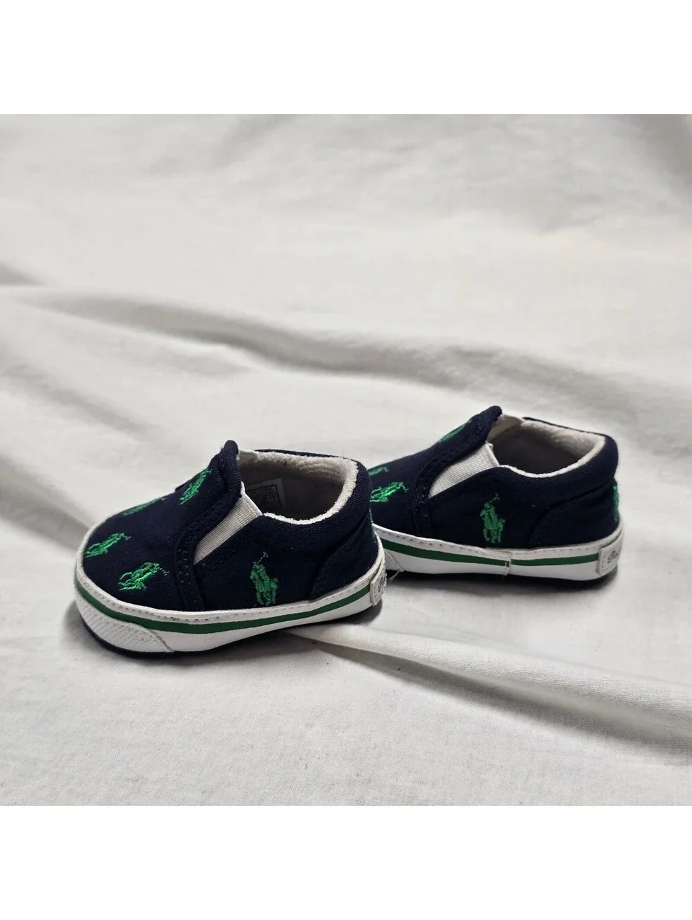 NIB Ralph Lauren Layette Baby Shoes Pony Allover Bal Harbour Newborn 0 Navy Blue